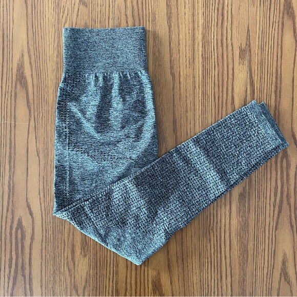 Pants - Gray Compression Athletic Leggings, butt lifting